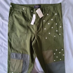 NWT J. Crew Chino with Flower Embroidery and Patchwork